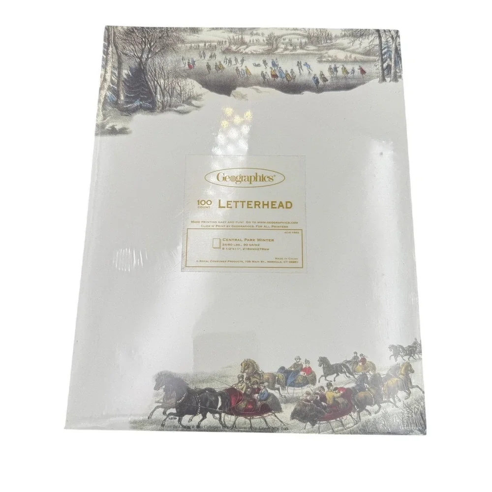 Geographics Central Park Winter Letterhead 100 Count 8.5x11 Christmas Paper